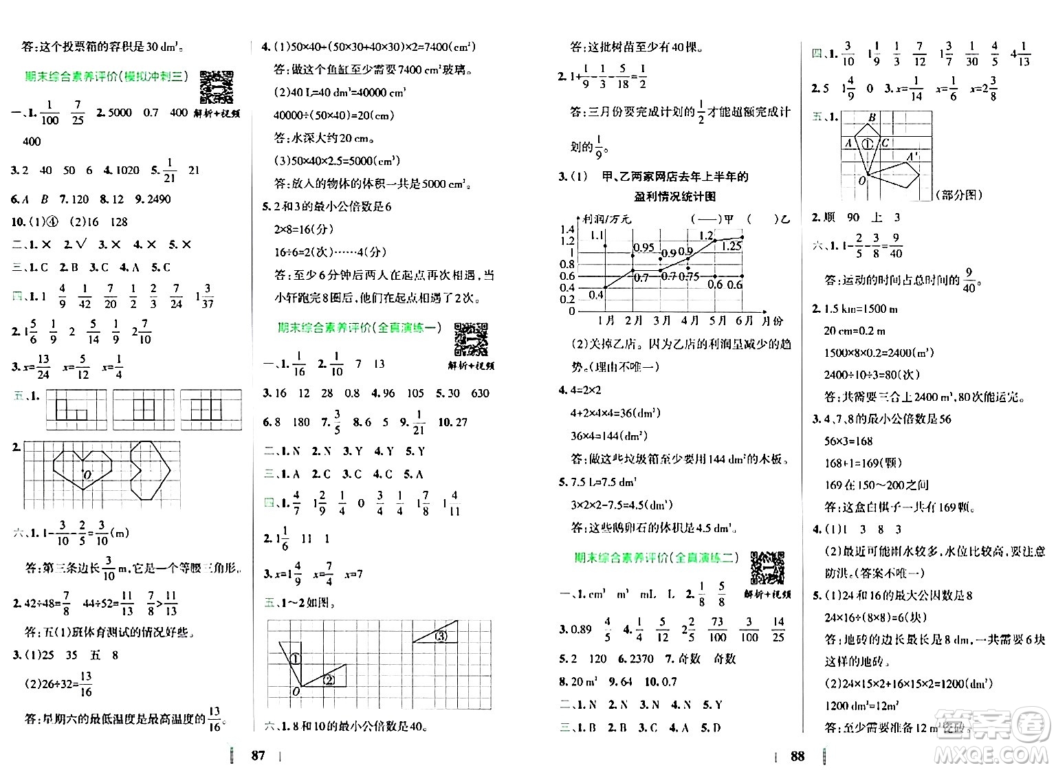 陜西師范大學(xué)出版總社有限公司2024年春小學(xué)學(xué)霸沖A卷五年級(jí)數(shù)學(xué)下冊(cè)人教版答案