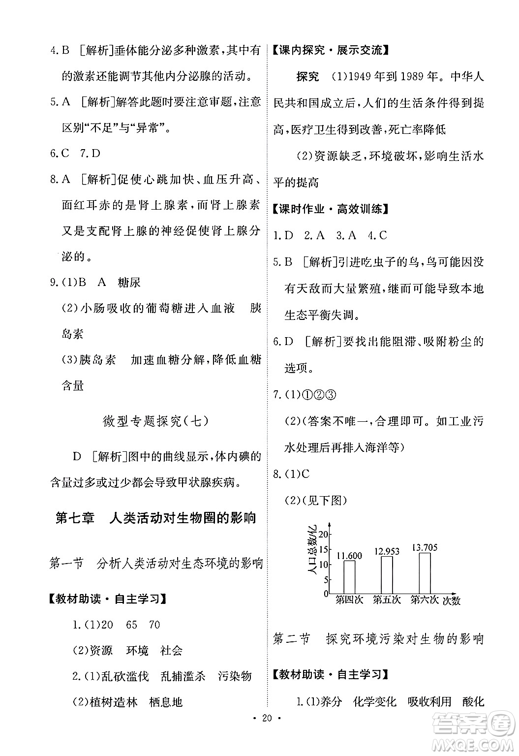 人民教育出版社2024年春能力培養(yǎng)與測(cè)試七年級(jí)生物下冊(cè)人教版新疆專版答案