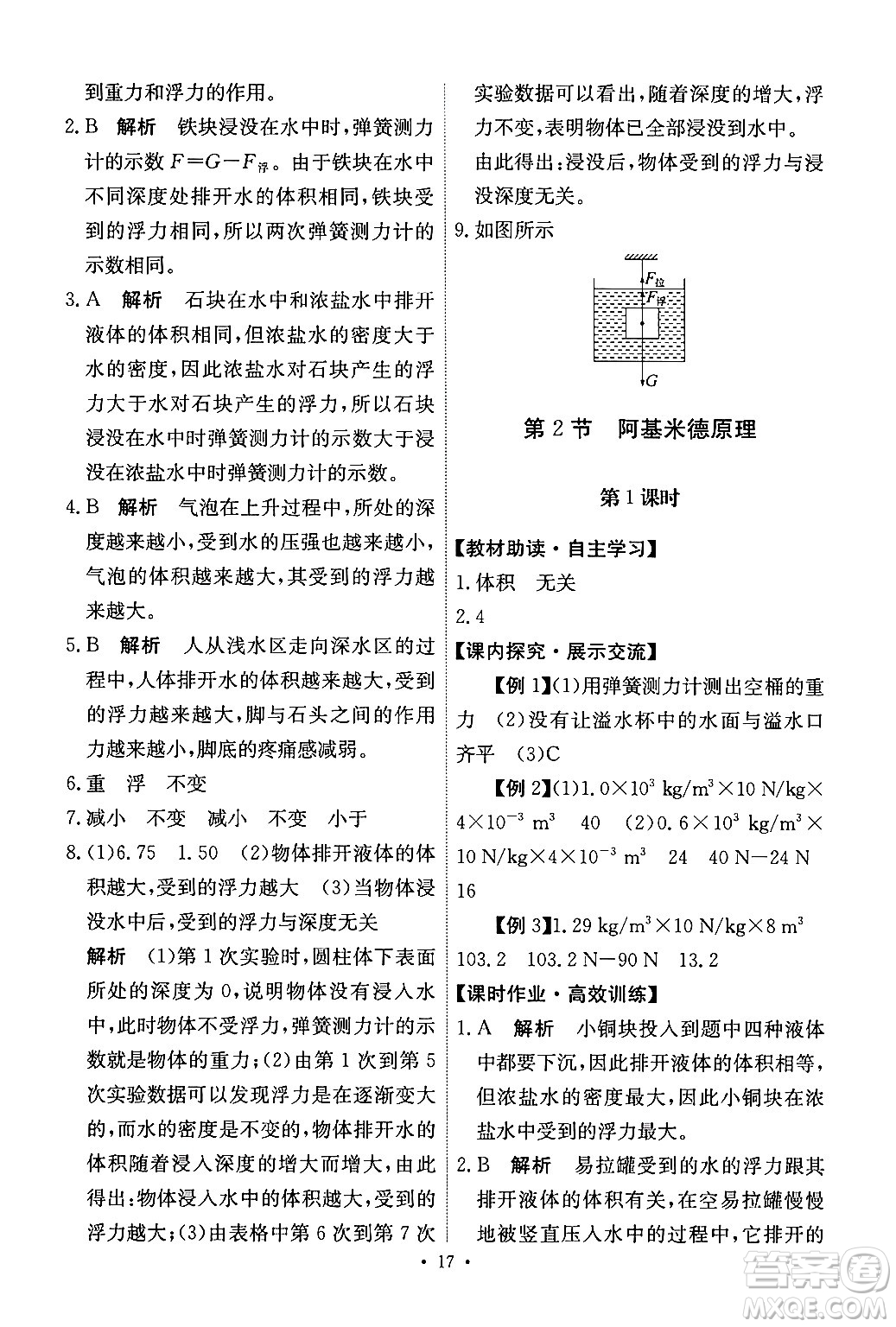 人民教育出版社2024年春能力培養(yǎng)與測(cè)試八年級(jí)物理下冊(cè)人教版答案