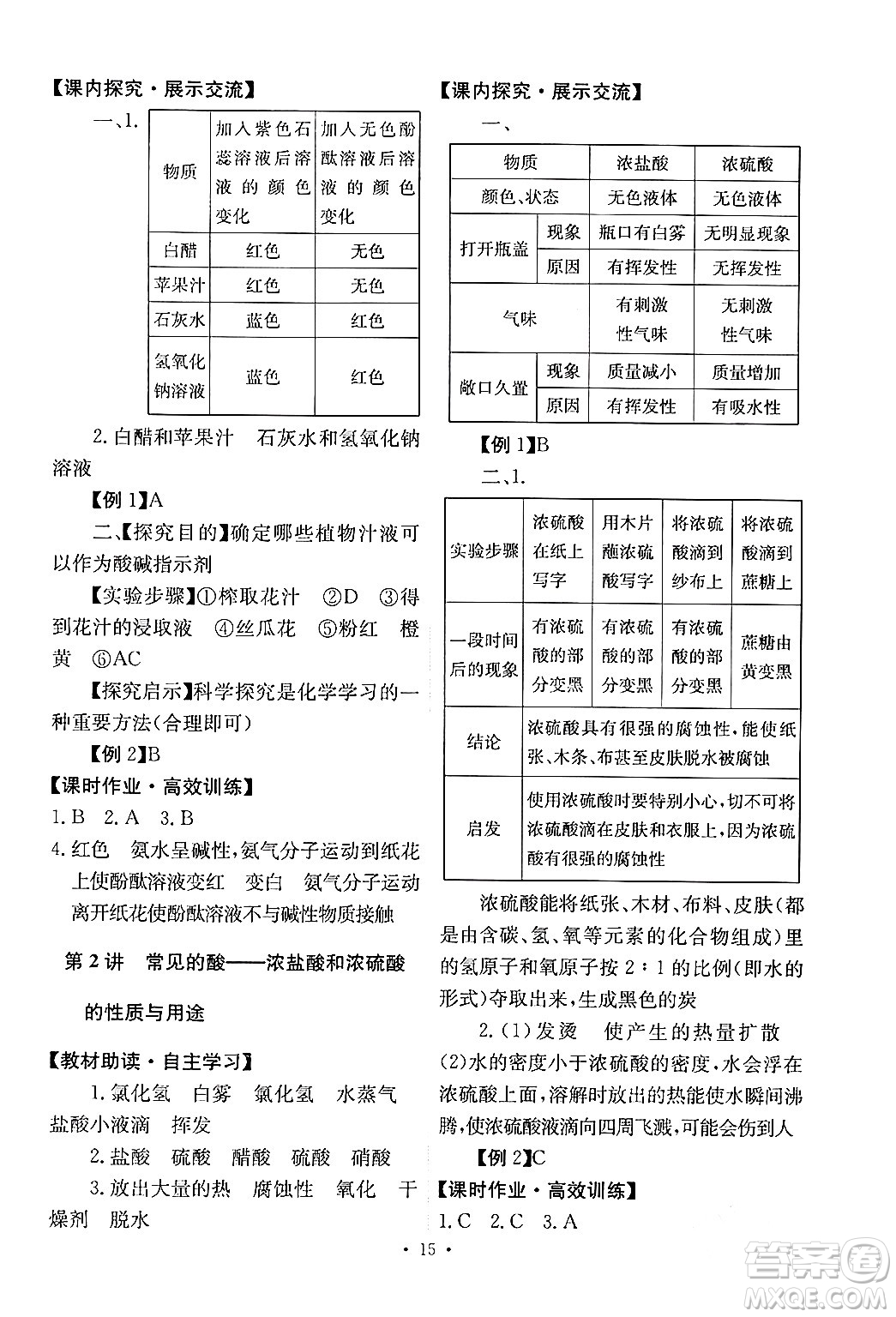 人民教育出版社2024年春能力培養(yǎng)與測(cè)試九年級(jí)化學(xué)下冊(cè)人教版答案