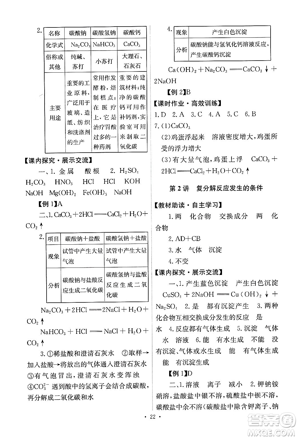 人民教育出版社2024年春能力培養(yǎng)與測(cè)試九年級(jí)化學(xué)下冊(cè)人教版答案