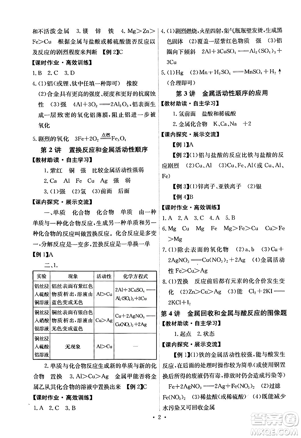 人民教育出版社2024年春能力培養(yǎng)與測(cè)試九年級(jí)化學(xué)下冊(cè)人教版湖南專版答案