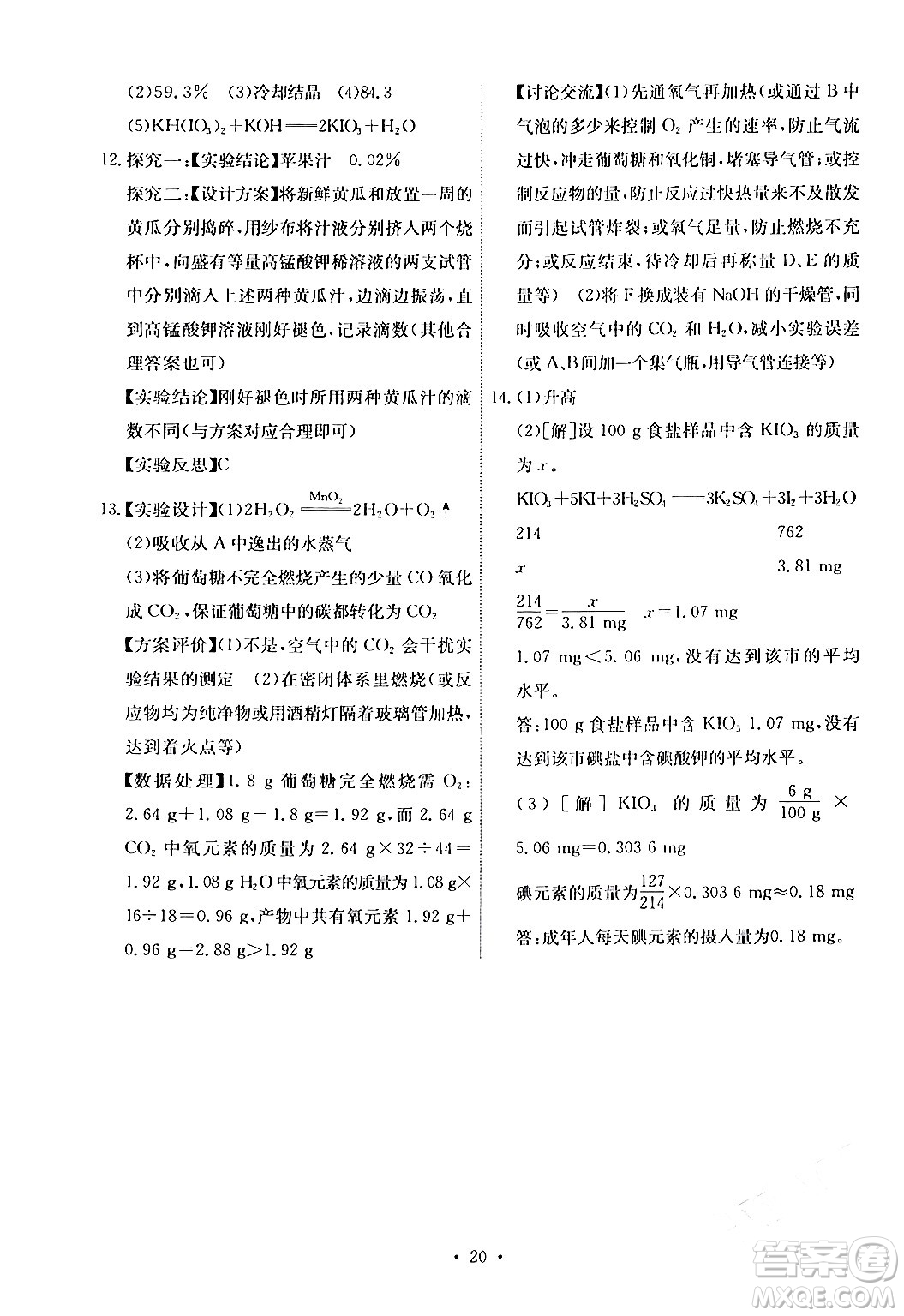 人民教育出版社2024年春能力培養(yǎng)與測(cè)試九年級(jí)化學(xué)下冊(cè)人教版湖南專版答案