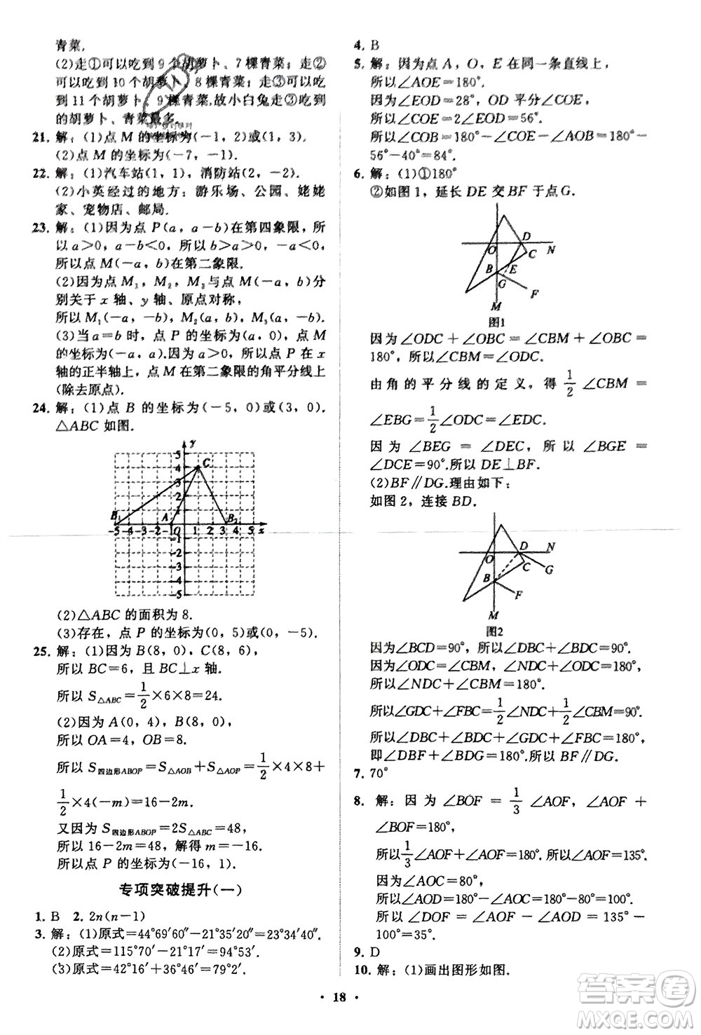 山東教育出版社2024年春初中同步練習(xí)冊分層卷七年級數(shù)學(xué)下冊通用版參考答案