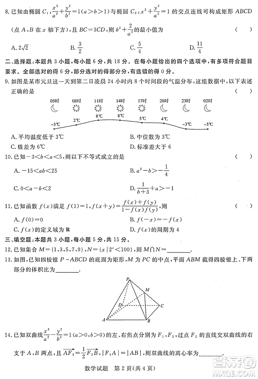 河南青桐鳴2024屆高三下學(xué)期3月份大聯(lián)考數(shù)學(xué)試題參考答案