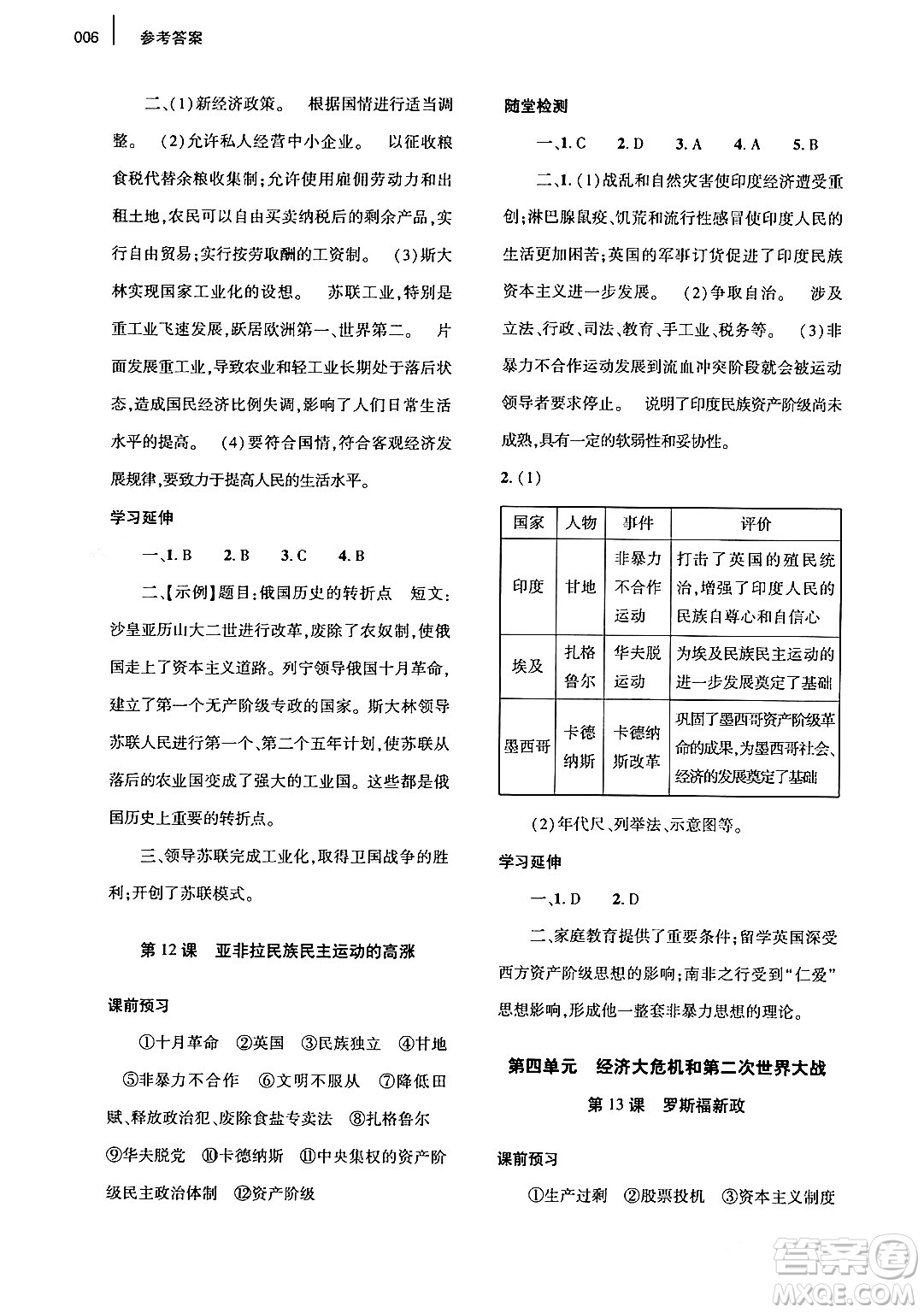 大象出版社2024年春基礎(chǔ)訓(xùn)練九年級歷史下冊人教版答案