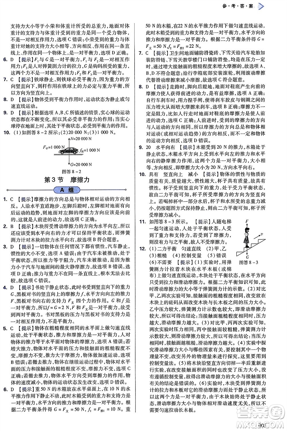 天津教育出版社2024年春學(xué)習(xí)質(zhì)量監(jiān)測(cè)八年級(jí)物理下冊(cè)人教版參考答案