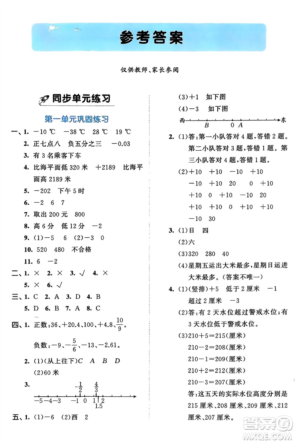 西安出版社2024年春53全優(yōu)卷五年級(jí)數(shù)學(xué)下冊(cè)青島版參考答案