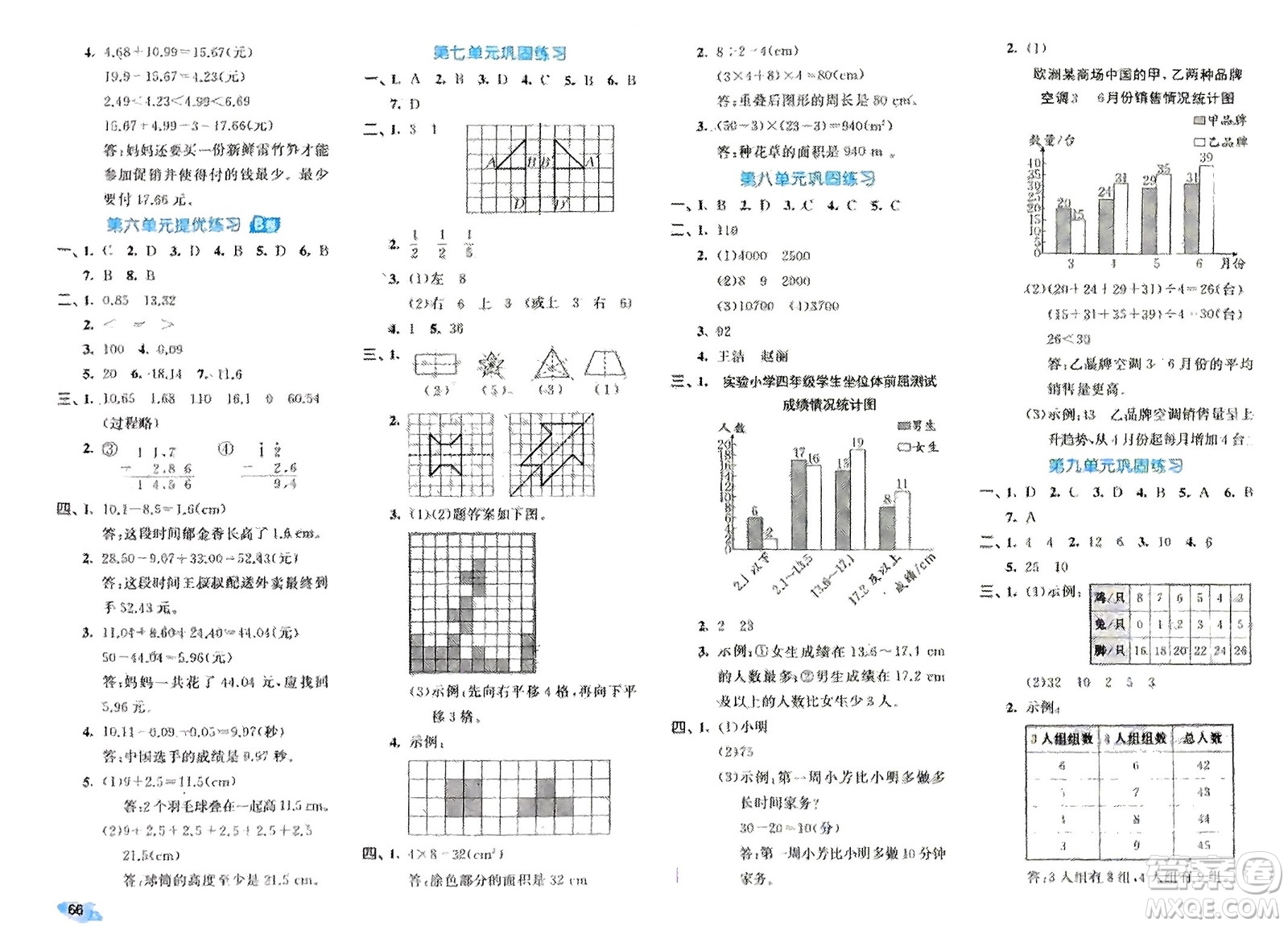 西安出版社2024年春53全優(yōu)卷四年級數學下冊人教版參考答案