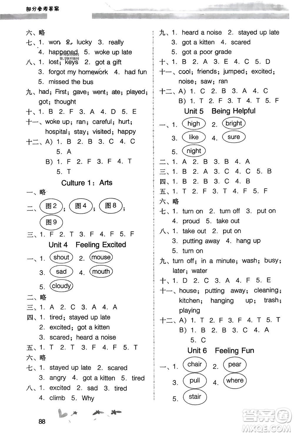 廣西師范大學(xué)出版社2024年春新課程學(xué)習(xí)輔導(dǎo)六年級(jí)英語下冊(cè)粵人版中山專版參考答案