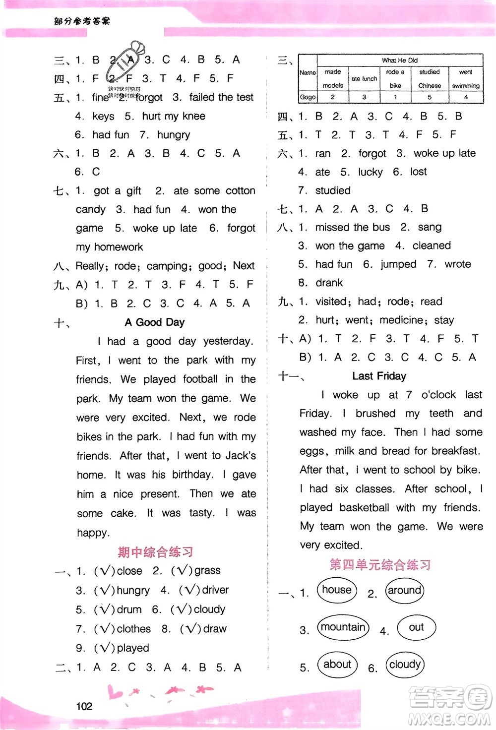 廣西師范大學(xué)出版社2024年春自主與互動(dòng)學(xué)習(xí)新課程學(xué)習(xí)輔導(dǎo)六年級(jí)英語(yǔ)下冊(cè)粵人版參考答案