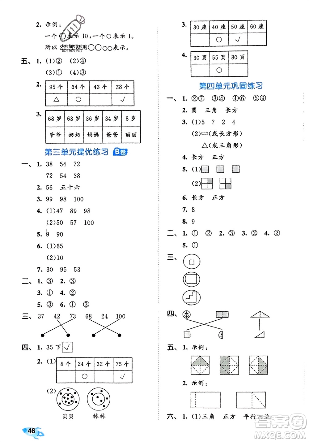 西安出版社2024年春53全優(yōu)卷一年級(jí)數(shù)學(xué)下冊(cè)北師大版參考答案