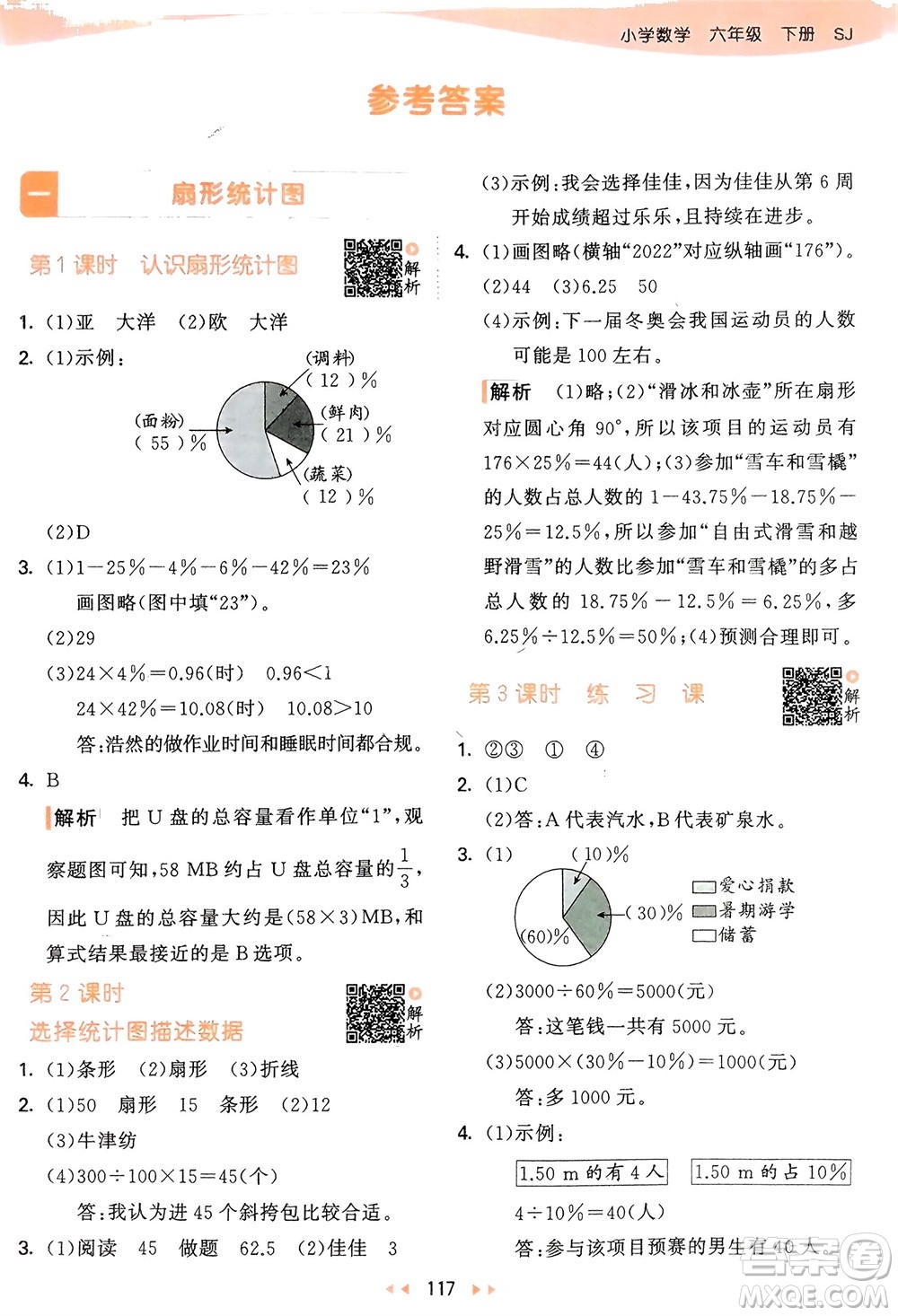 教育科學(xué)出版社2024年春53天天練六年級數(shù)學(xué)下冊蘇教版參考答案