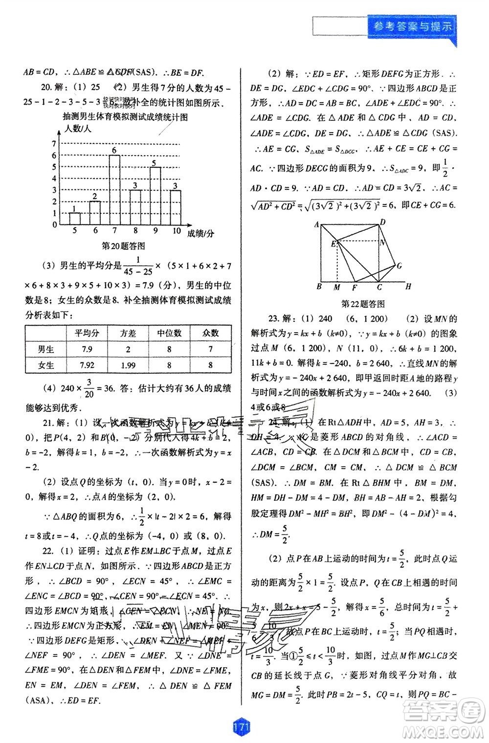 遼海出版社2024年春新課程能力培養(yǎng)八年級數(shù)學(xué)下冊人教版D版大連專版參考答案