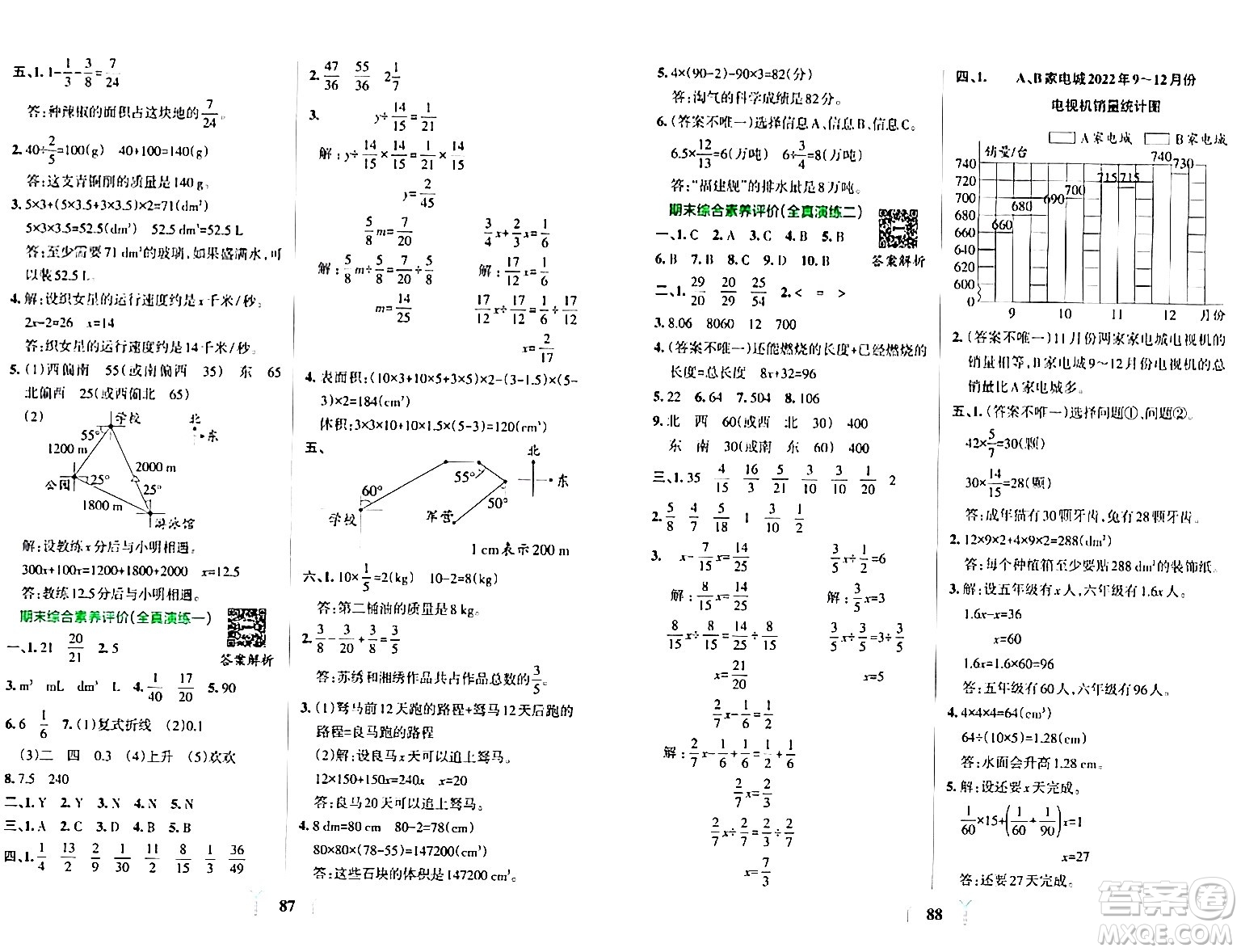 陜西師范大學(xué)出版總社有限公司2024年春小學(xué)學(xué)霸沖A卷五年級(jí)數(shù)學(xué)下冊(cè)北師大版答案