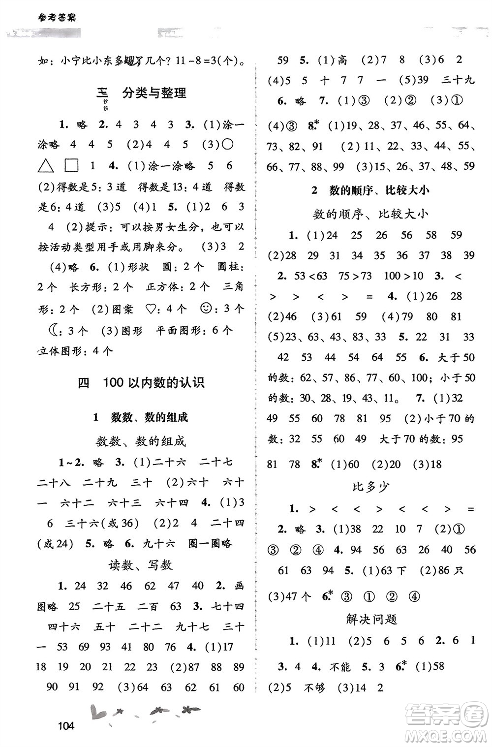 廣西師范大學(xué)出版社2024年春自主與互動(dòng)學(xué)習(xí)新課程學(xué)習(xí)輔導(dǎo)一年級(jí)數(shù)學(xué)下冊(cè)人教版參考答案