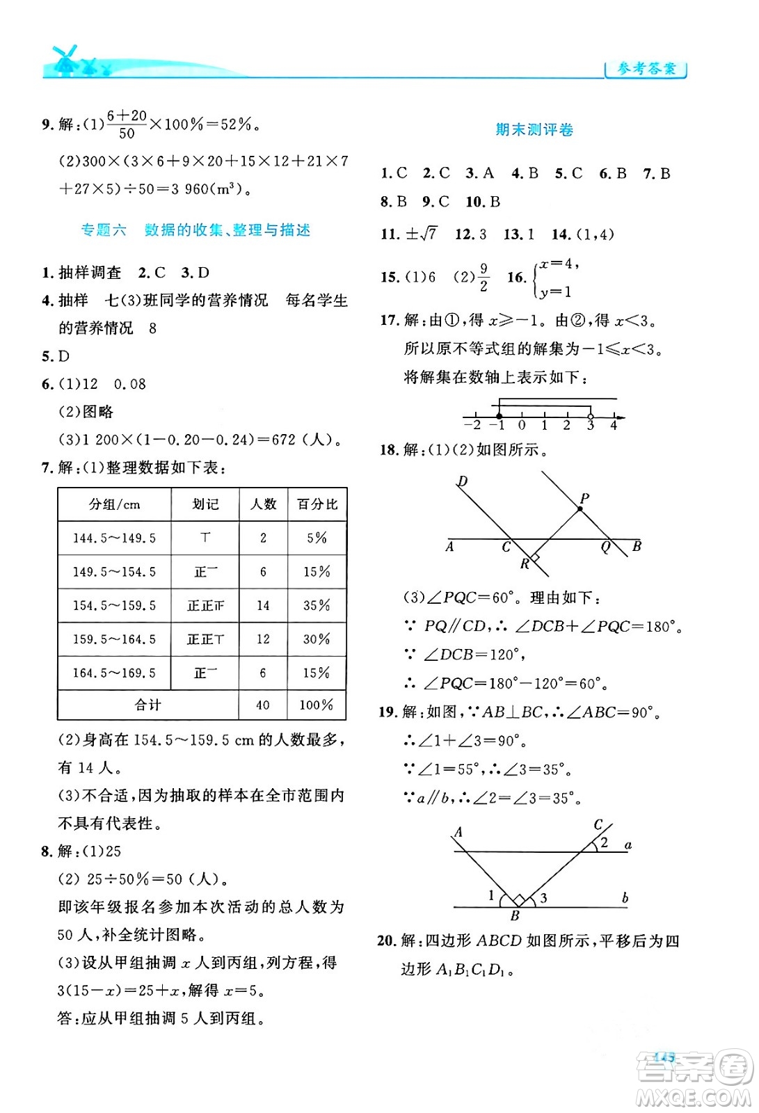 人民教育出版社2024年春績優(yōu)學(xué)案七年級數(shù)學(xué)下冊人教版答案