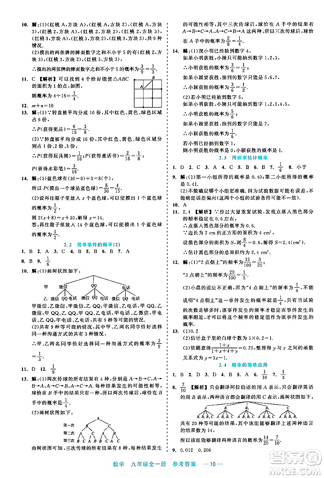 浙江工商大學(xué)出版社2024年春精彩練習(xí)就練這一本九年級(jí)數(shù)學(xué)下冊通用版答案