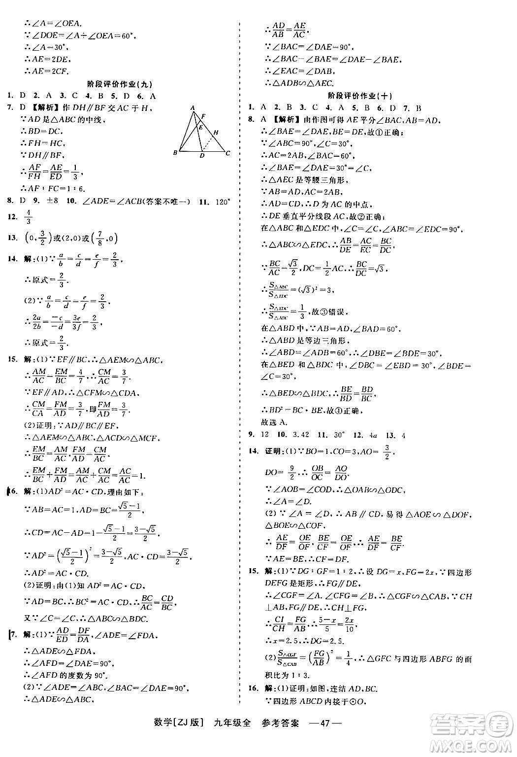 浙江工商大學出版社2024年春精彩練習就練這一本九年級數(shù)學下冊浙教版答案