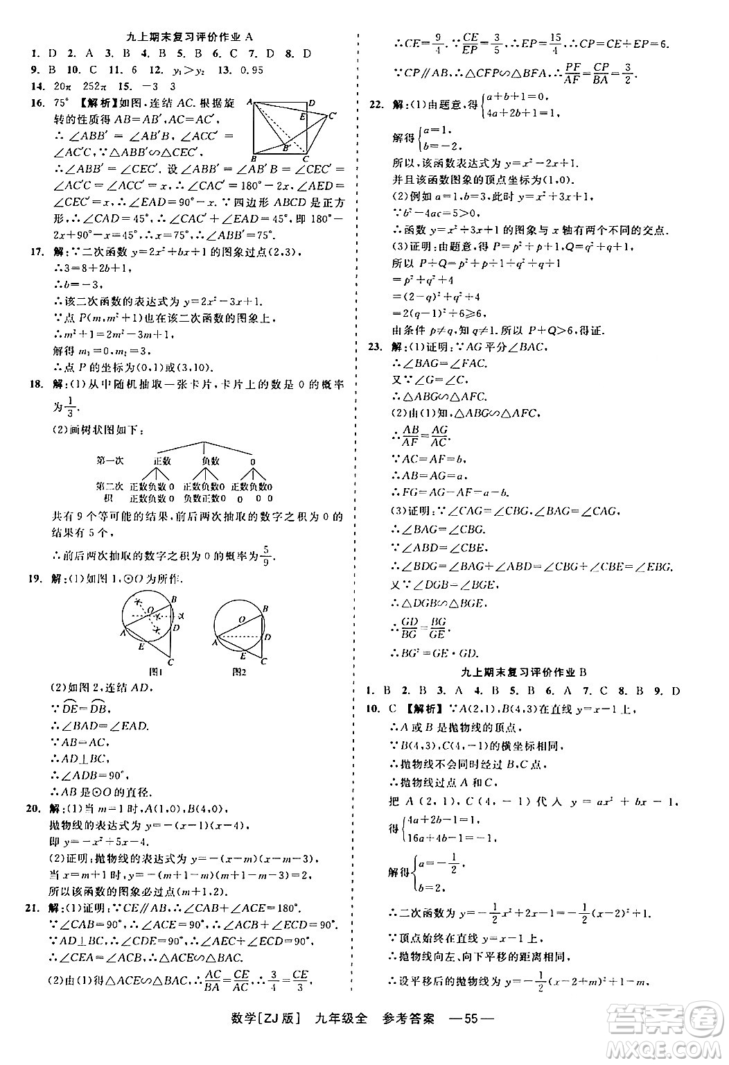 浙江工商大學出版社2024年春精彩練習就練這一本九年級數(shù)學下冊浙教版答案