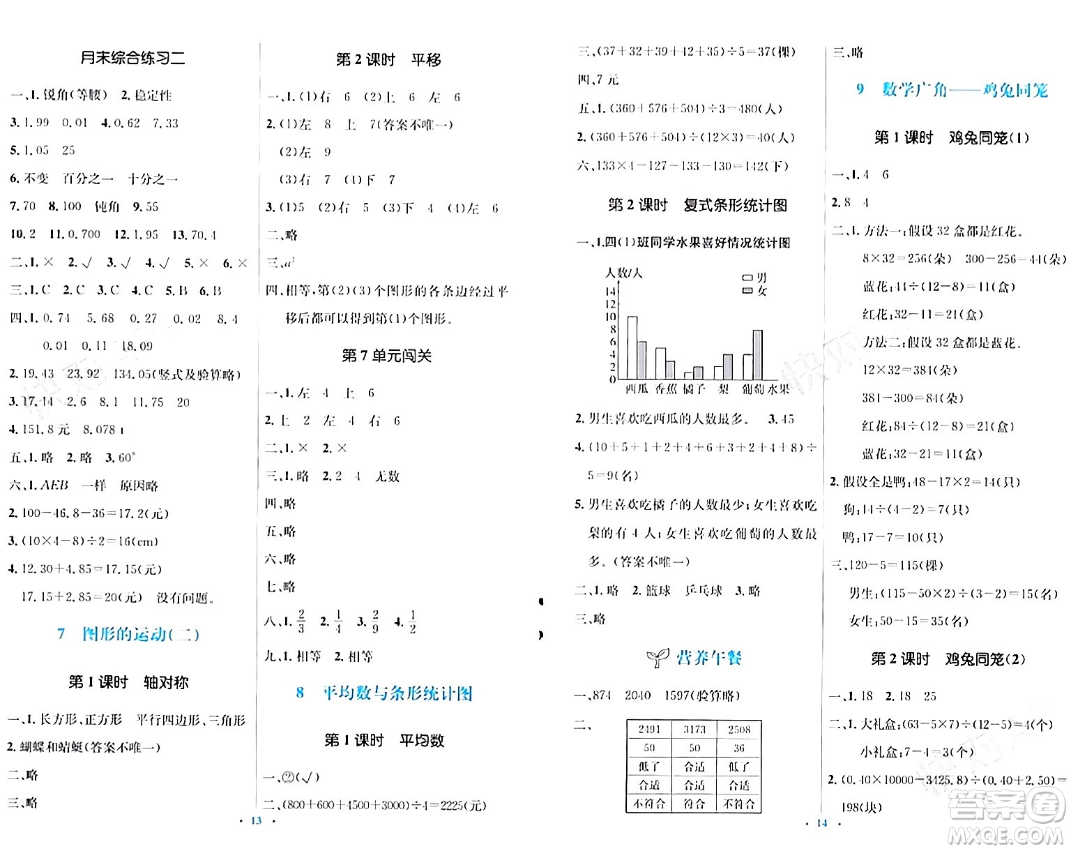 人民教育出版社2024年春人教金學(xué)典同步解析與測評學(xué)考練四年級數(shù)學(xué)下冊人教版答案