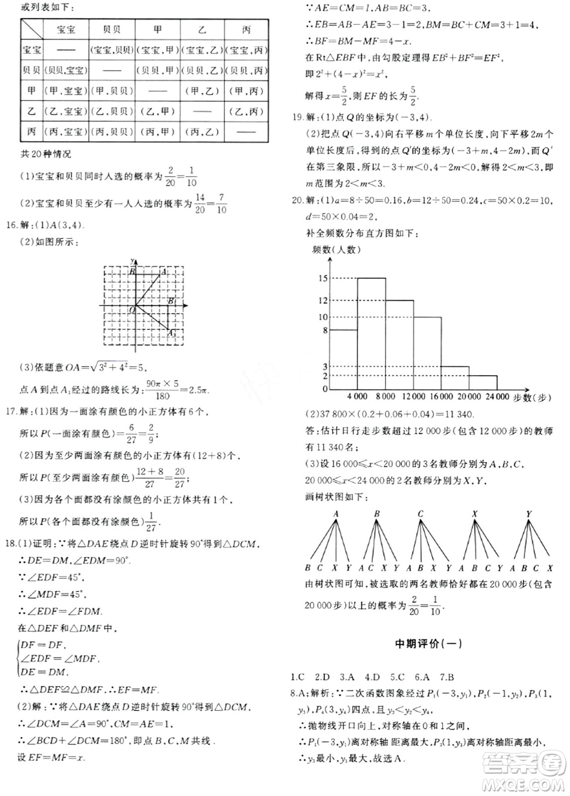 新疆青少年出版社2024年春優(yōu)學1+1評價與測試九年級數(shù)學下冊通用版答案