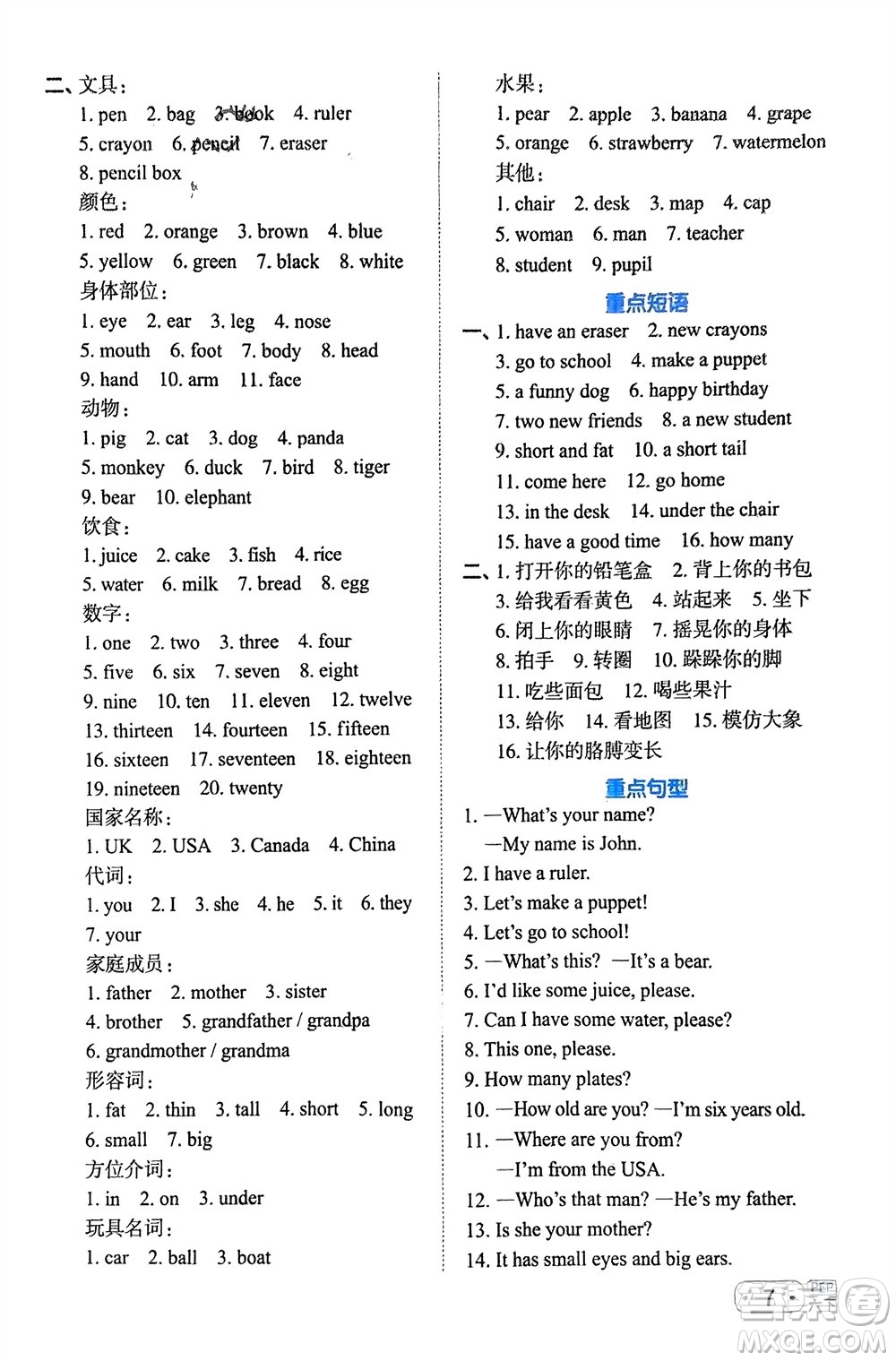 江西教育出版社2024年春陽光同學(xué)默寫小達人六年級英語下冊人教版參考答案