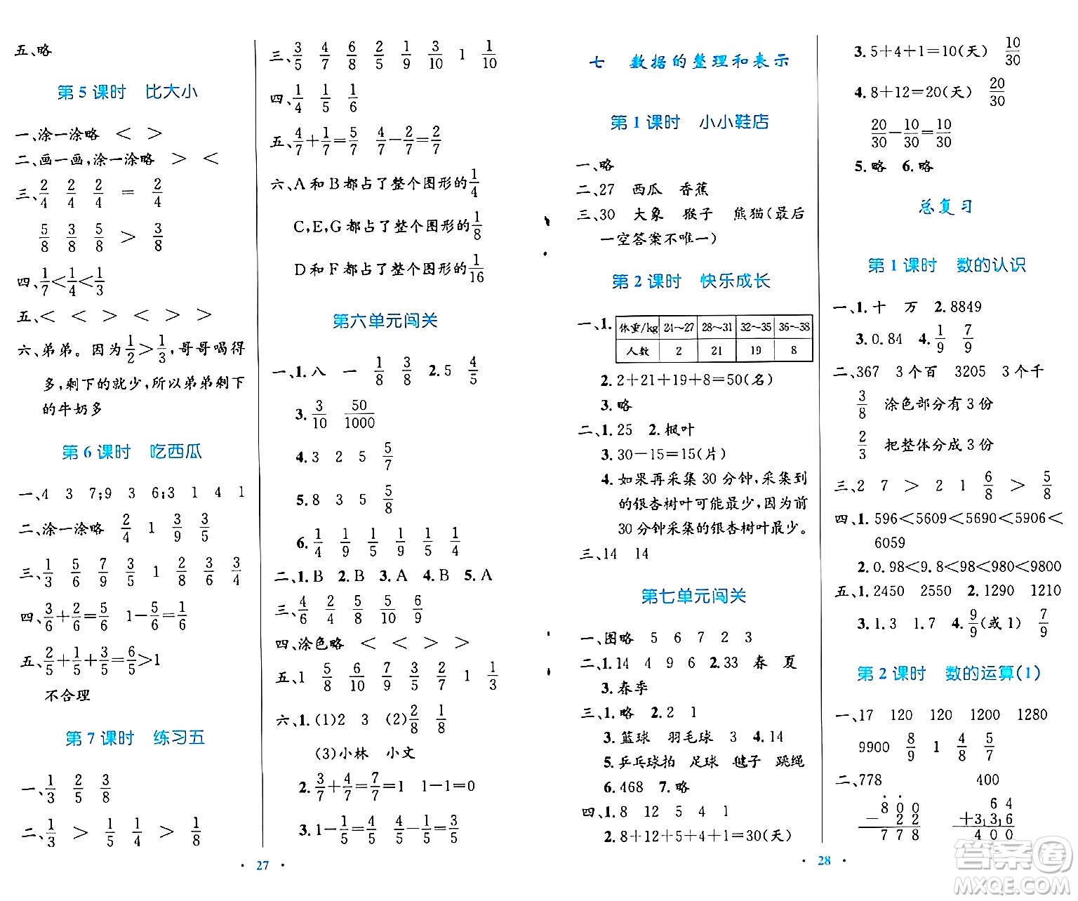 北京師范大學(xué)出版社2024年春小學(xué)同步測(cè)控優(yōu)化設(shè)計(jì)三年級(jí)數(shù)學(xué)下冊(cè)北師大版答案