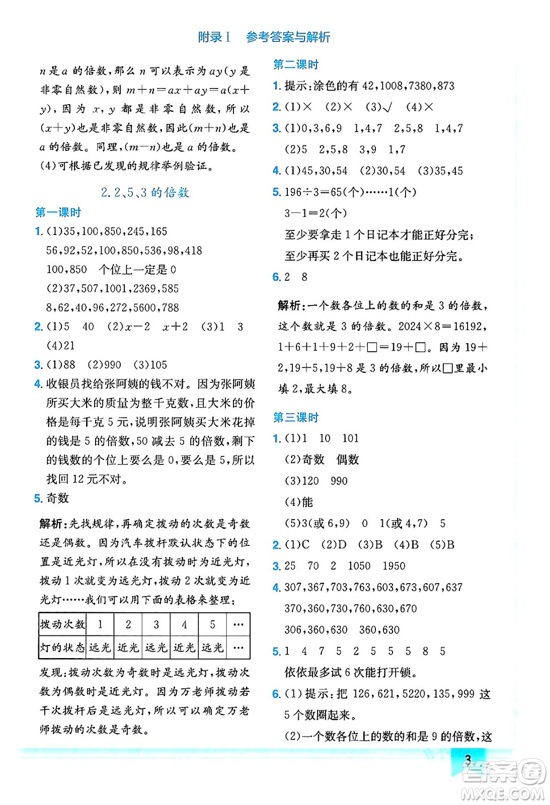 龍門書局2024年春黃岡小狀元作業(yè)本五年級數(shù)學下冊人教版答案