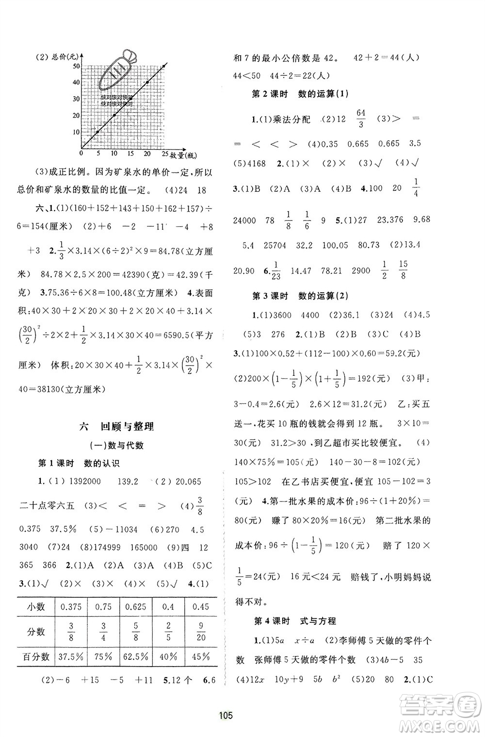 廣西師范大學(xué)出版社2024年春新課程學(xué)習(xí)與測(cè)評(píng)同步學(xué)習(xí)六年級(jí)數(shù)學(xué)下冊(cè)冀教版參考答案