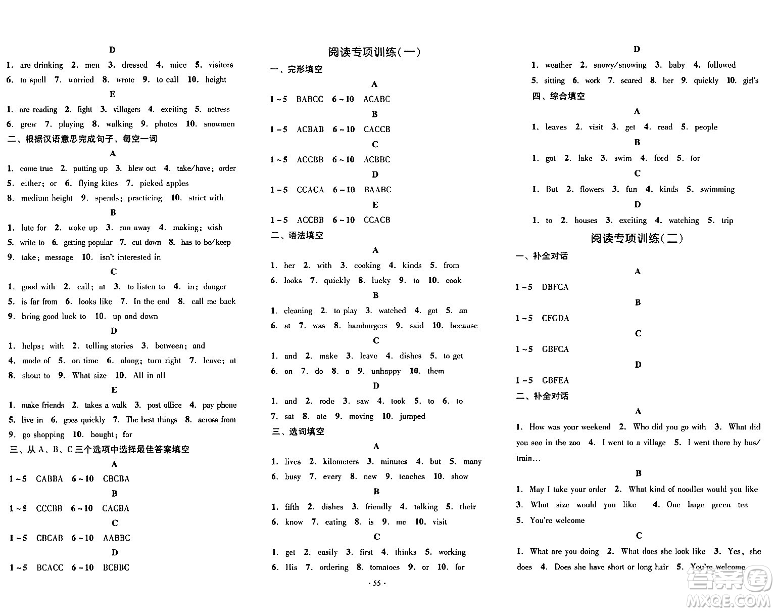 湖南教育出版社2024年春學(xué)科素養(yǎng)與能力提升七年級英語下冊人教版答案