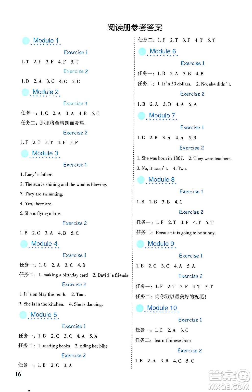 延邊人民出版社2024年春優(yōu)秀生作業(yè)本六年級英語下冊外研版答案