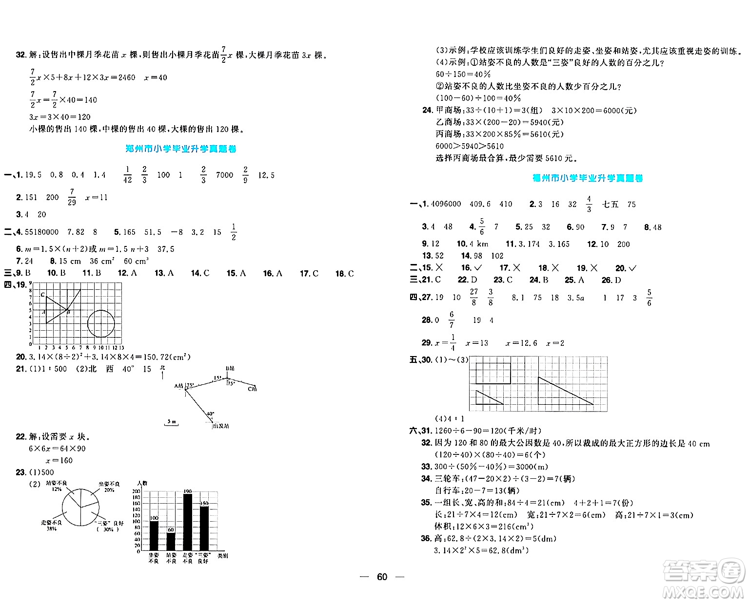 江西教育出版社2024年春陽光同學一線名師全優(yōu)好卷六年級數(shù)學下冊人教版答案