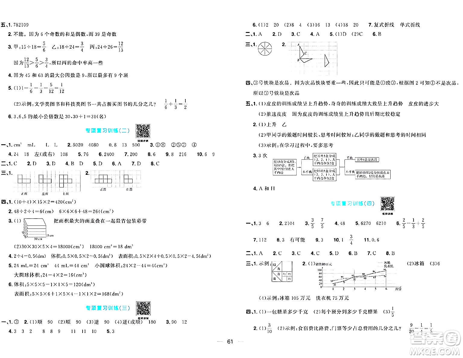 江西教育出版社2024年春陽(yáng)光同學(xué)一線名師全優(yōu)好卷五年級(jí)數(shù)學(xué)下冊(cè)人教版答案