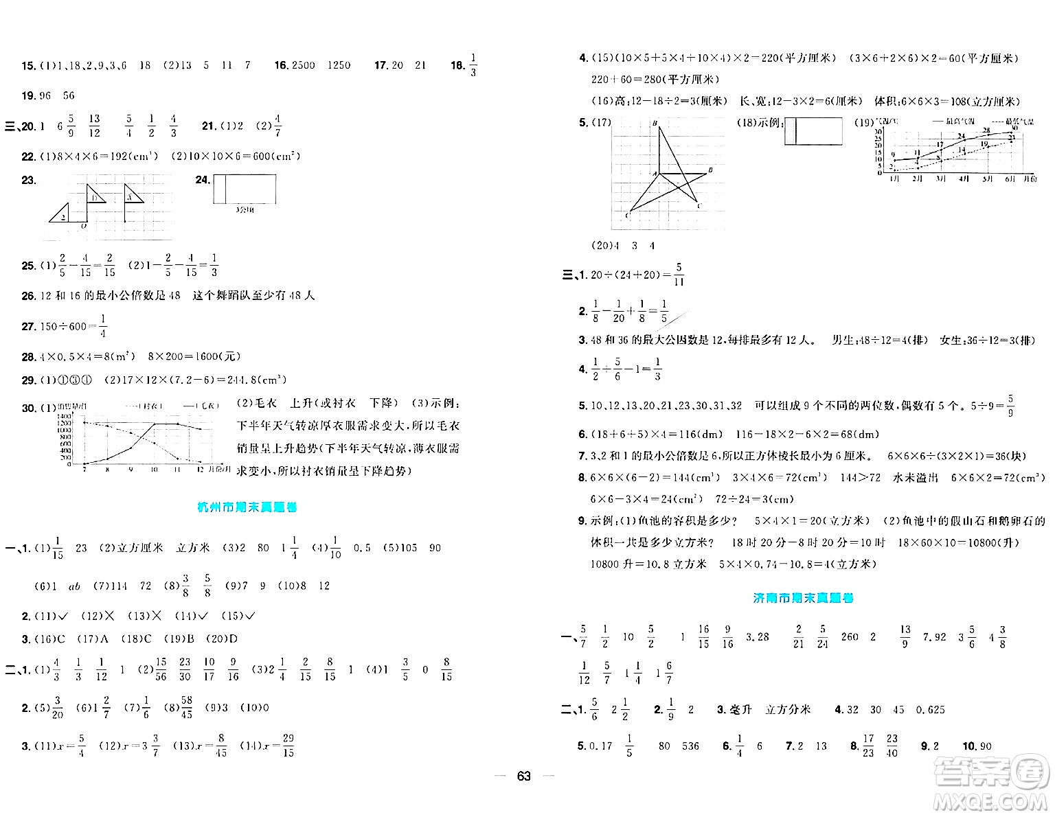 江西教育出版社2024年春陽(yáng)光同學(xué)一線名師全優(yōu)好卷五年級(jí)數(shù)學(xué)下冊(cè)人教版答案