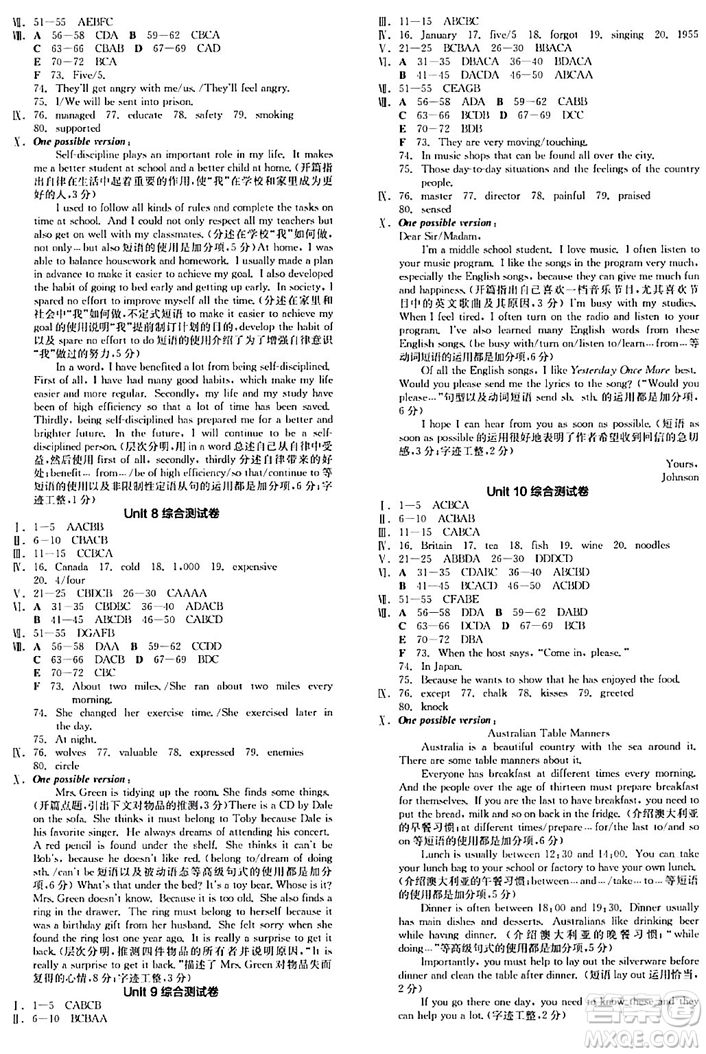 陽光出版社2024年春全品學練考九年級英語下冊人教版答案