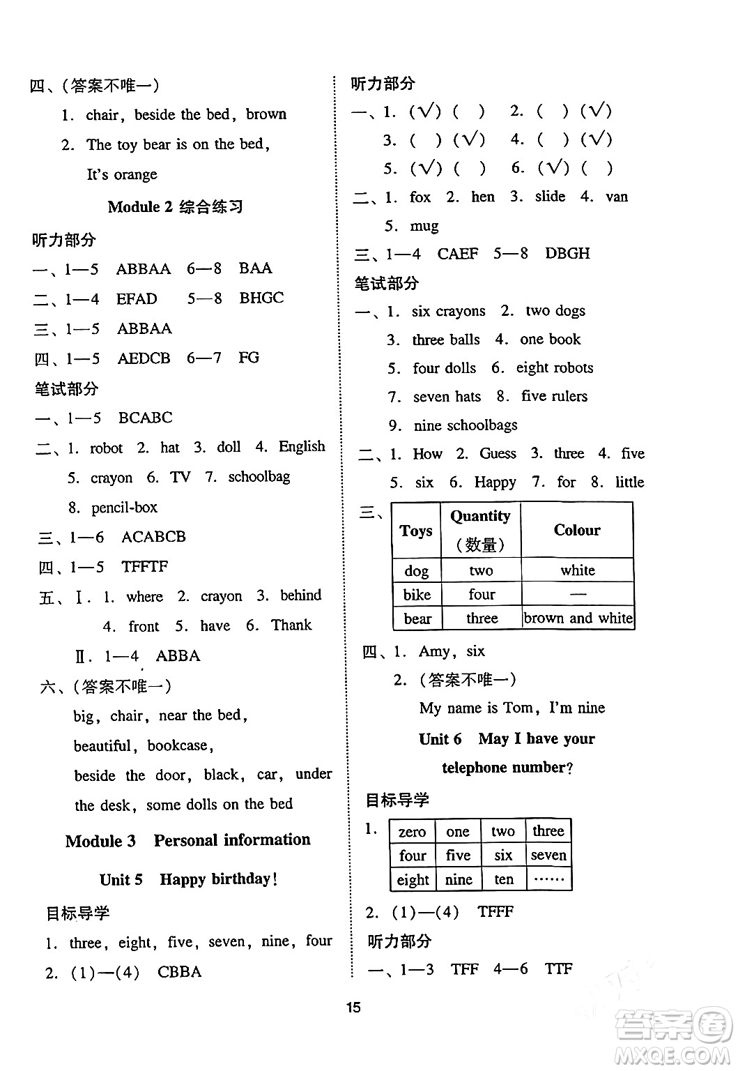 廣州出版社2024年春小學英語目標實施手冊三年級英語下冊廣州專版答案