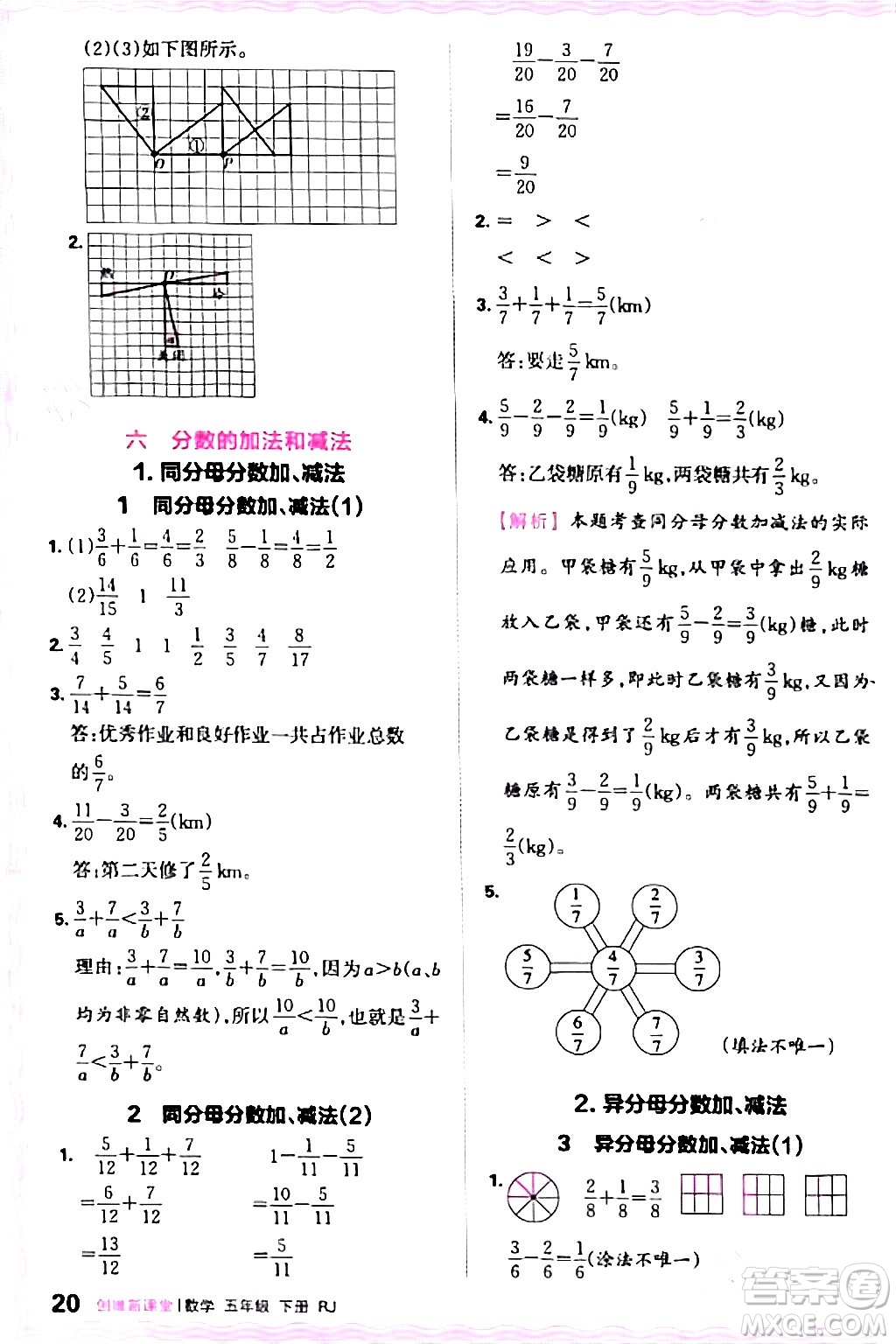 江西人民出版社2024年春王朝霞創(chuàng)維新課堂五年級(jí)數(shù)學(xué)下冊(cè)人教版答案