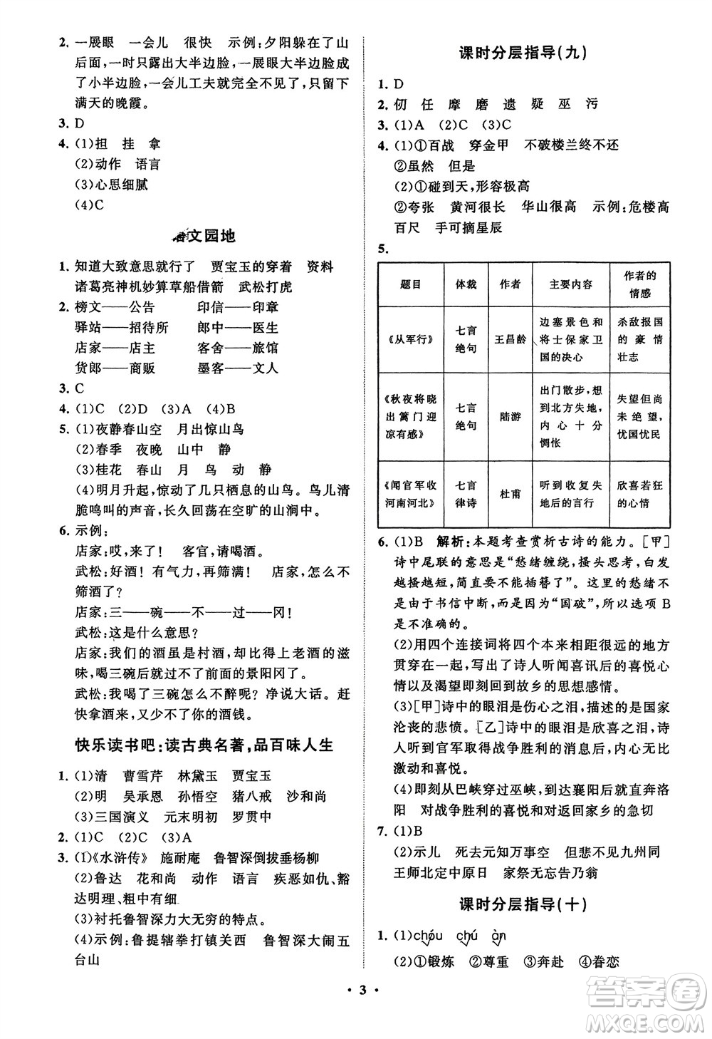 山東教育出版社2024年春小學(xué)同步練習(xí)冊(cè)分層指導(dǎo)五年級(jí)語文下冊(cè)五四制通用版參考答案