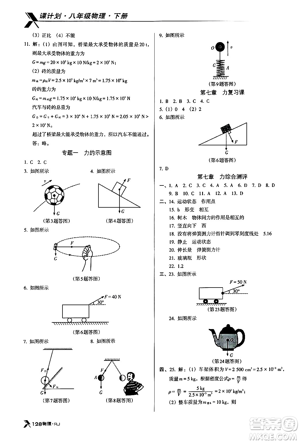 廣東經(jīng)濟出版社2024年春全優(yōu)點練課計劃八年級物理下冊人教版答案