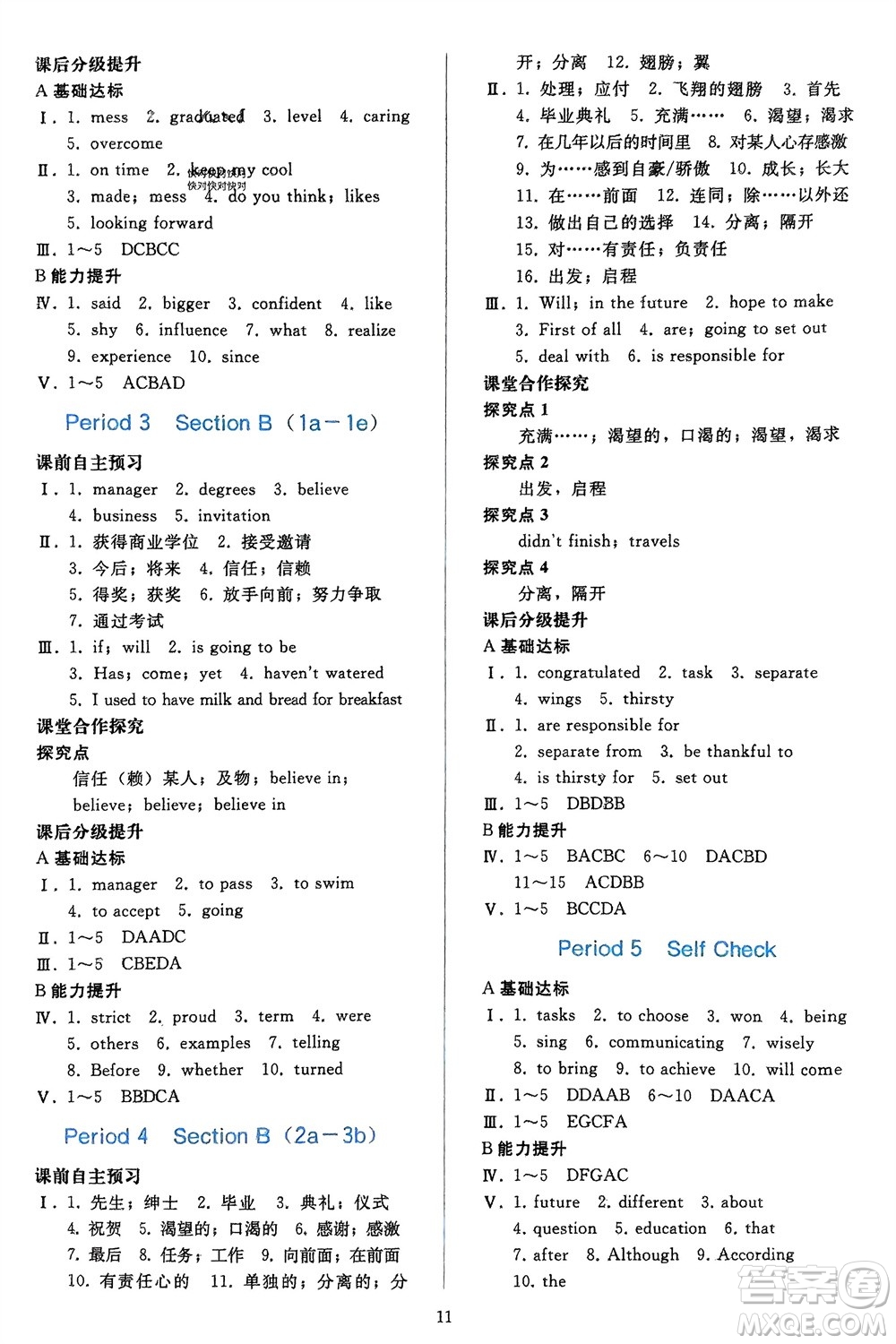 人民教育出版社2024年春同步輕松練習九年級英語下冊人教版參考答案