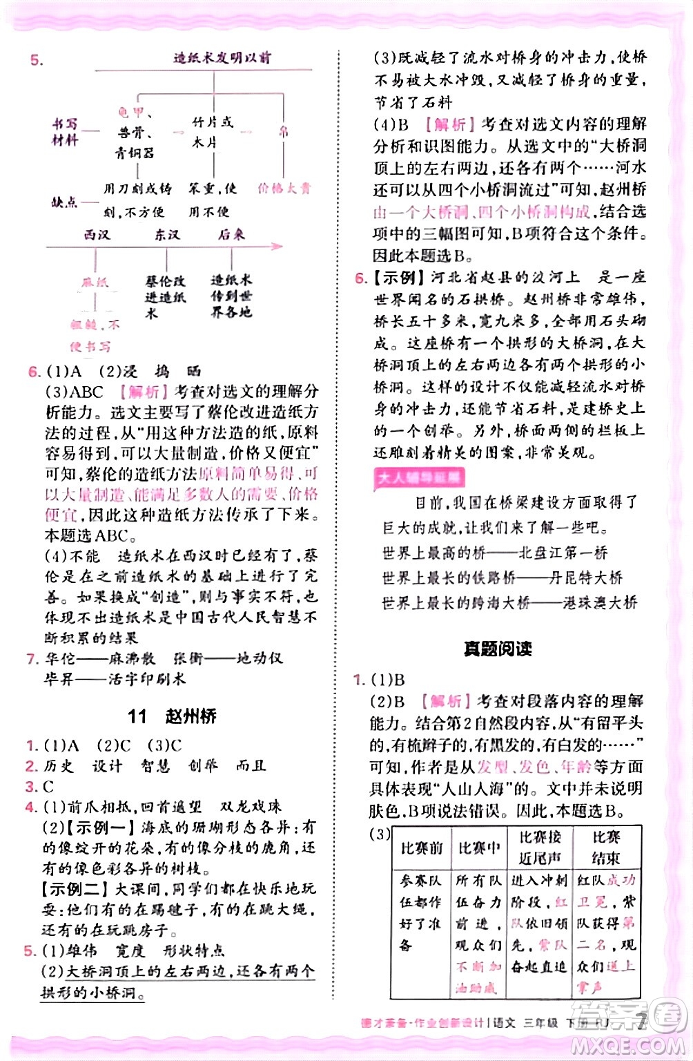 江西人民出版社2024年春王朝霞德才兼?zhèn)渥鳂I(yè)創(chuàng)新設(shè)計三年級語文下冊人教版答案