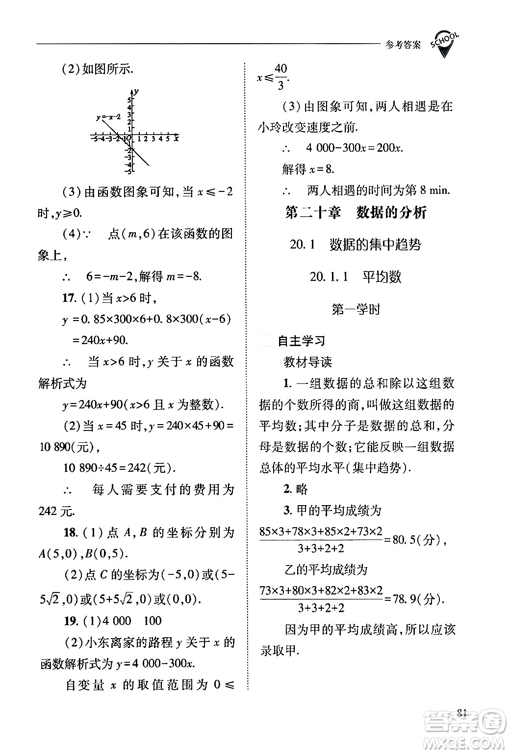 山西教育出版社2024年春新課程問題解決導(dǎo)學(xué)方案八年級(jí)數(shù)學(xué)下冊(cè)人教版答案