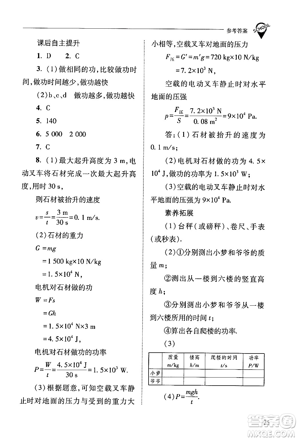 山西教育出版社2024年春新課程問題解決導(dǎo)學(xué)方案八年級物理下冊人教版答案