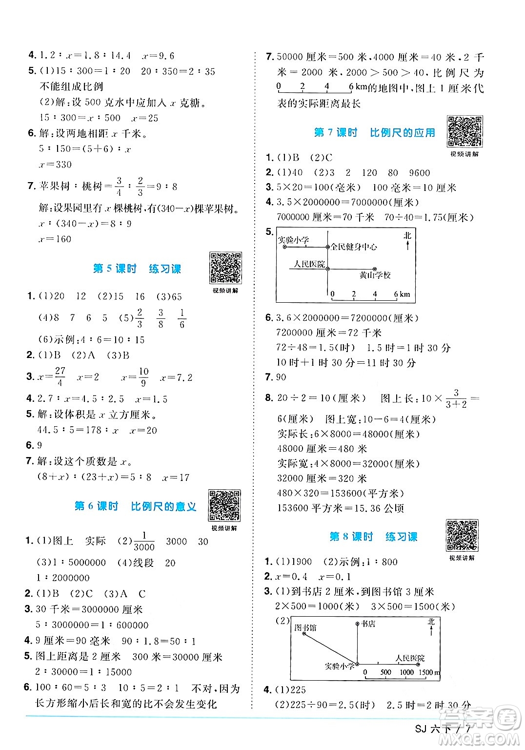 江西教育出版社2024年春陽(yáng)光同學(xué)課時(shí)優(yōu)化作業(yè)六年級(jí)數(shù)學(xué)下冊(cè)蘇教版答案