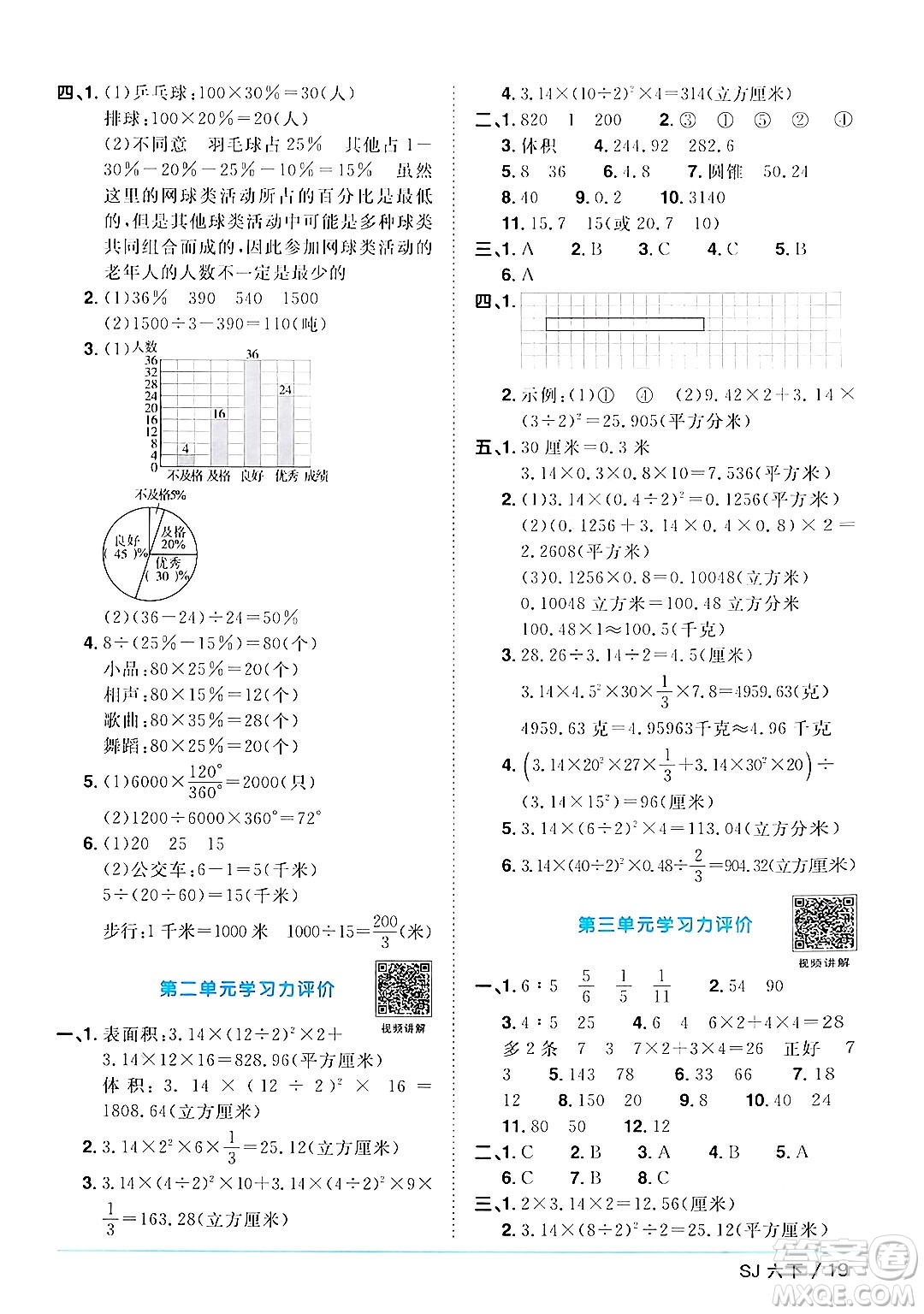 江西教育出版社2024年春陽(yáng)光同學(xué)課時(shí)優(yōu)化作業(yè)六年級(jí)數(shù)學(xué)下冊(cè)蘇教版答案