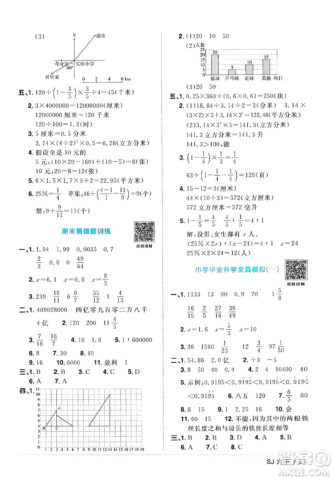 江西教育出版社2024年春陽(yáng)光同學(xué)課時(shí)優(yōu)化作業(yè)六年級(jí)數(shù)學(xué)下冊(cè)蘇教版答案