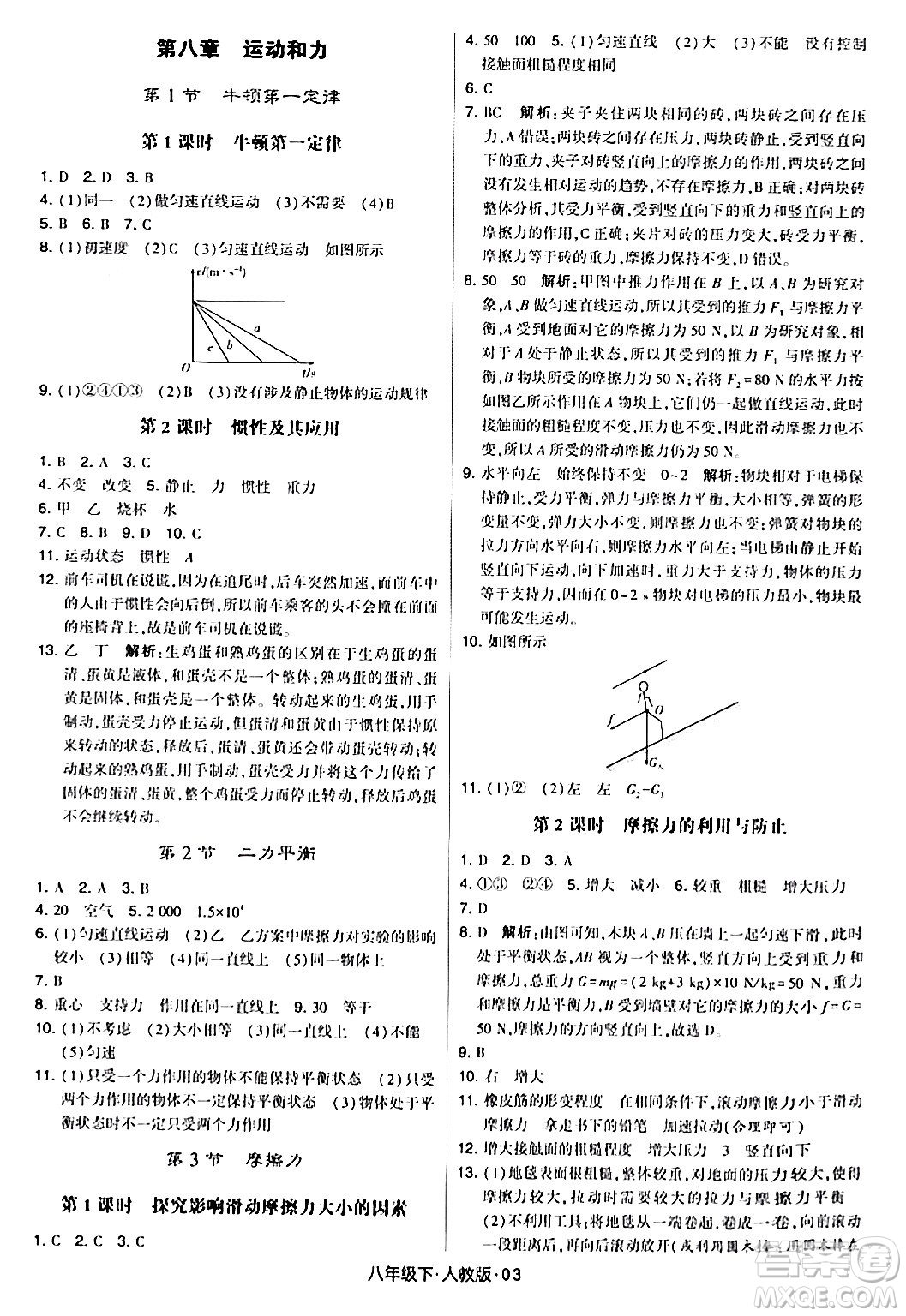 甘肅少年兒童出版社2024年春學(xué)霸題中題八年級物理下冊人教版答案