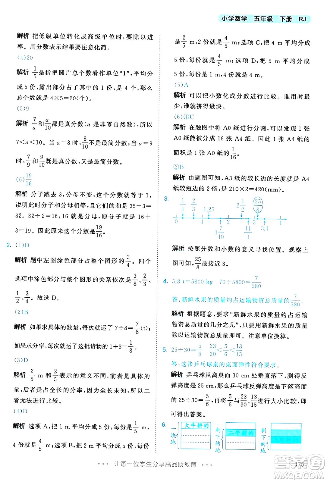 教育科學出版社2024年春53天天練五年級數(shù)學下冊人教版答案