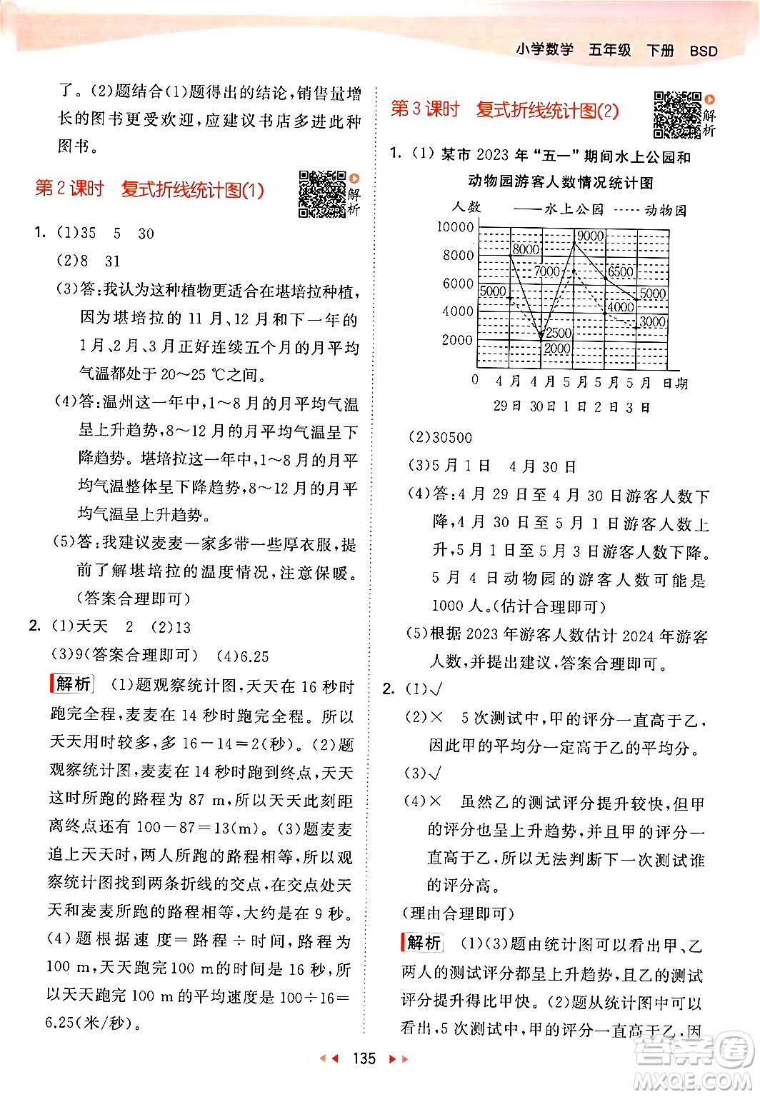 教育科學(xué)出版社2024年春53天天練五年級數(shù)學(xué)下冊北師大版答案